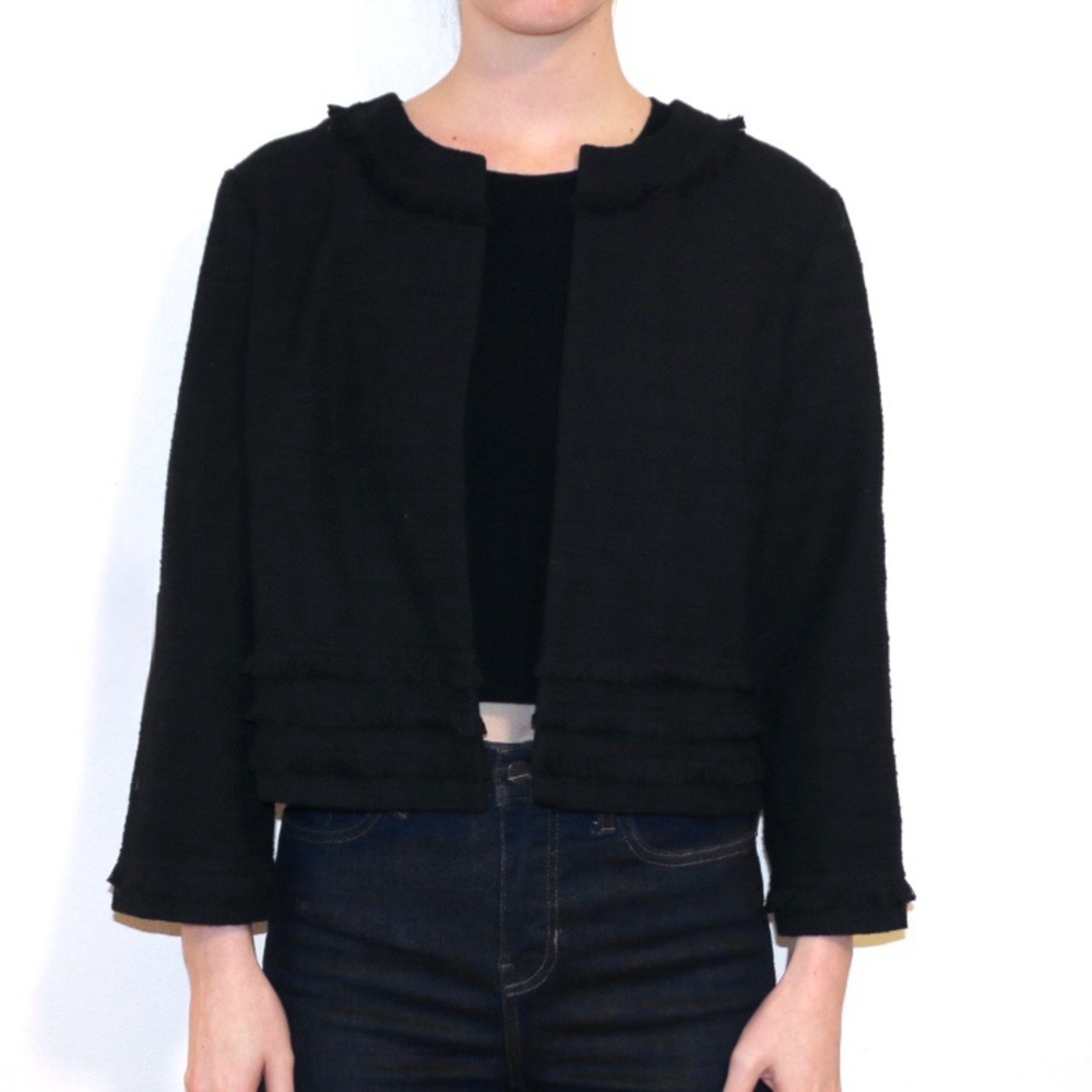 Karl lagerfeld collarless tweed jacket